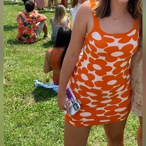 Orange & White Flower Dress